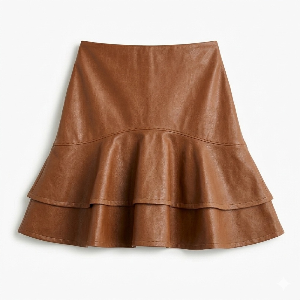 Soprano Brown Ruffled High-Low Mini Skirt
